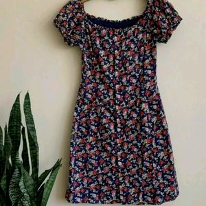 Ralph Lauren off-the-shoulder floral blue dress